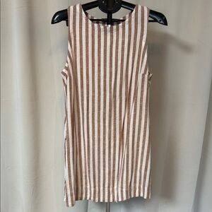 Striped Sleeveless Top - Brown and White